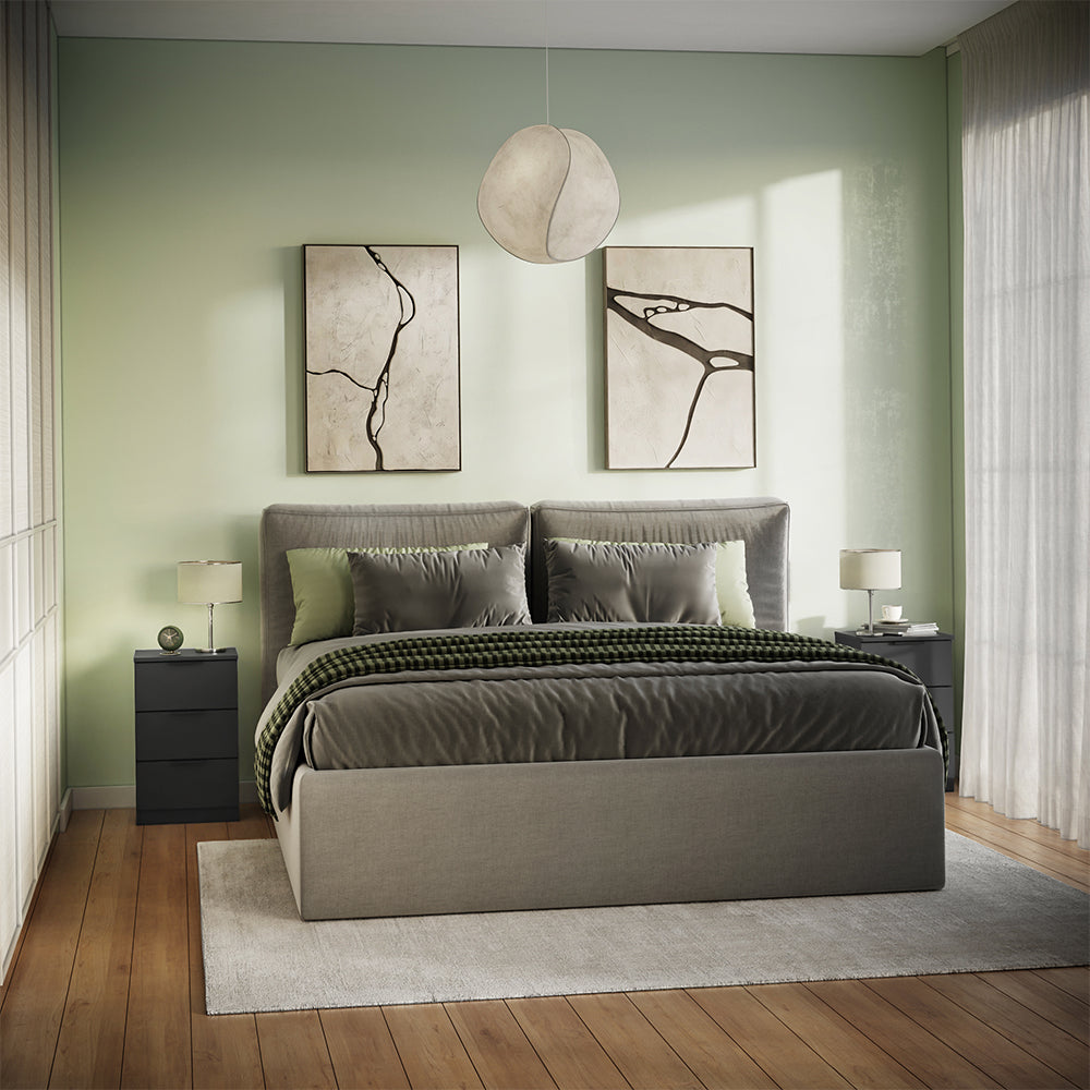 Vicco Comodino camera da letto Nero 37.6 x 61.8 cm con 3 cassetti