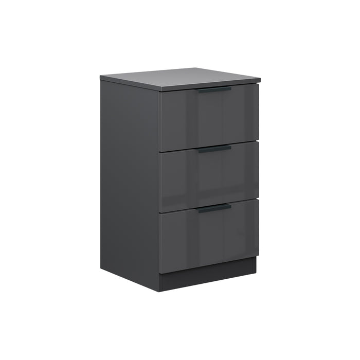 Vicco Comodino camera da letto Nero lucido 37.6 x 61.8 cm con 3 cassetti
