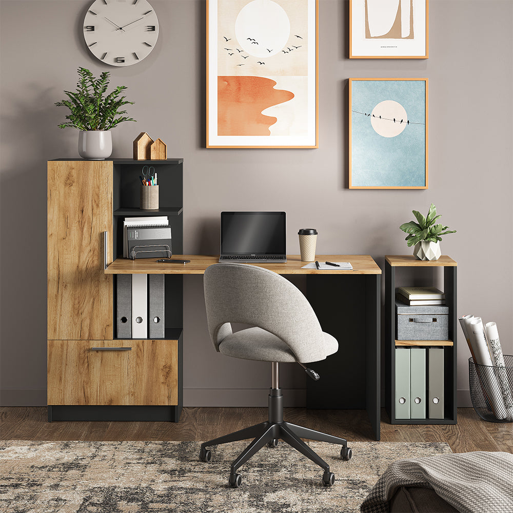 Vicco Libreria Antracite/quercia dorata 30 x 74 cm con 2 scomparti aperti