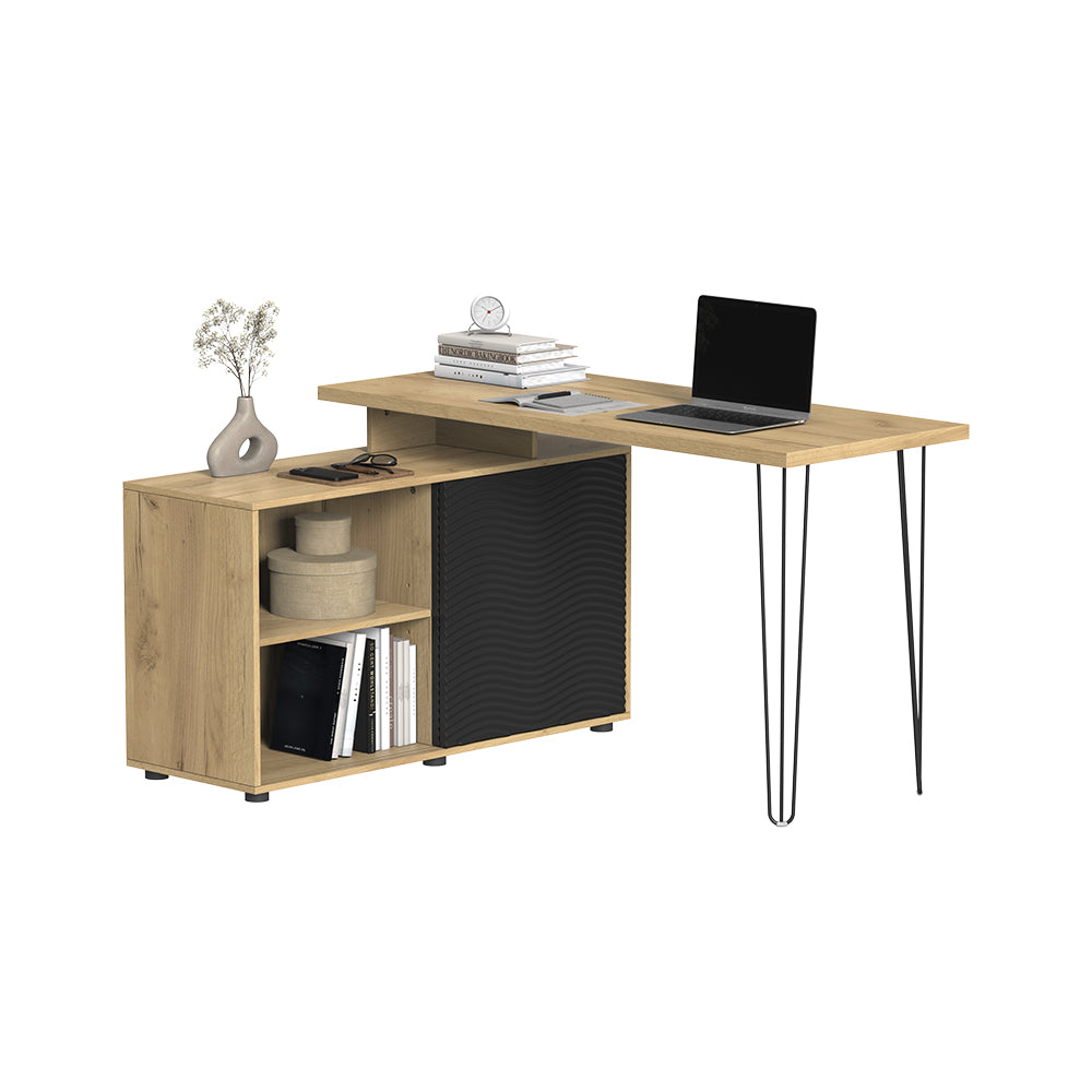 Vicco Scrivania angolare Nero 135 x 55 cm con schedario