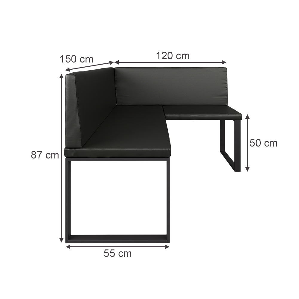 Vicco panca ad angolo Nero 120 x 150 cm