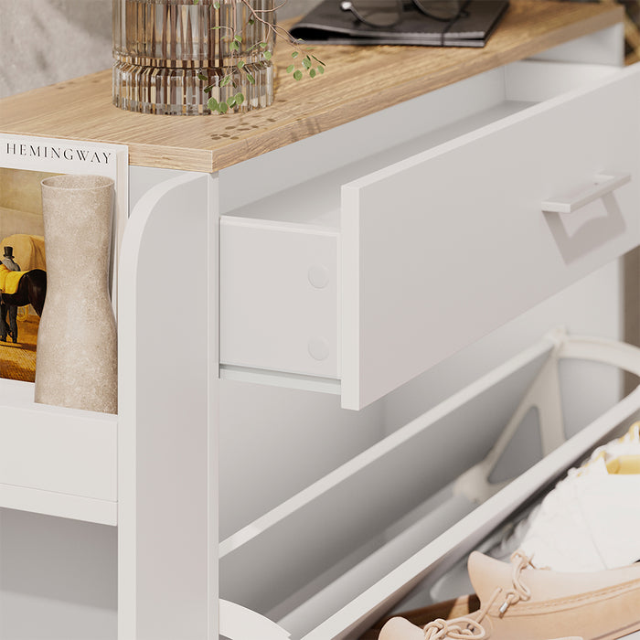 Vicco Mobile porta scarpe Bianco/quercia 88.4 x 101.6 cm Con scomparti aperti e chiusi