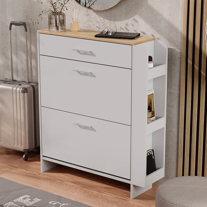 Vicco Mobile porta scarpe Bianco/quercia 88.4 x 101.6 cm Con scomparti aperti e chiusi