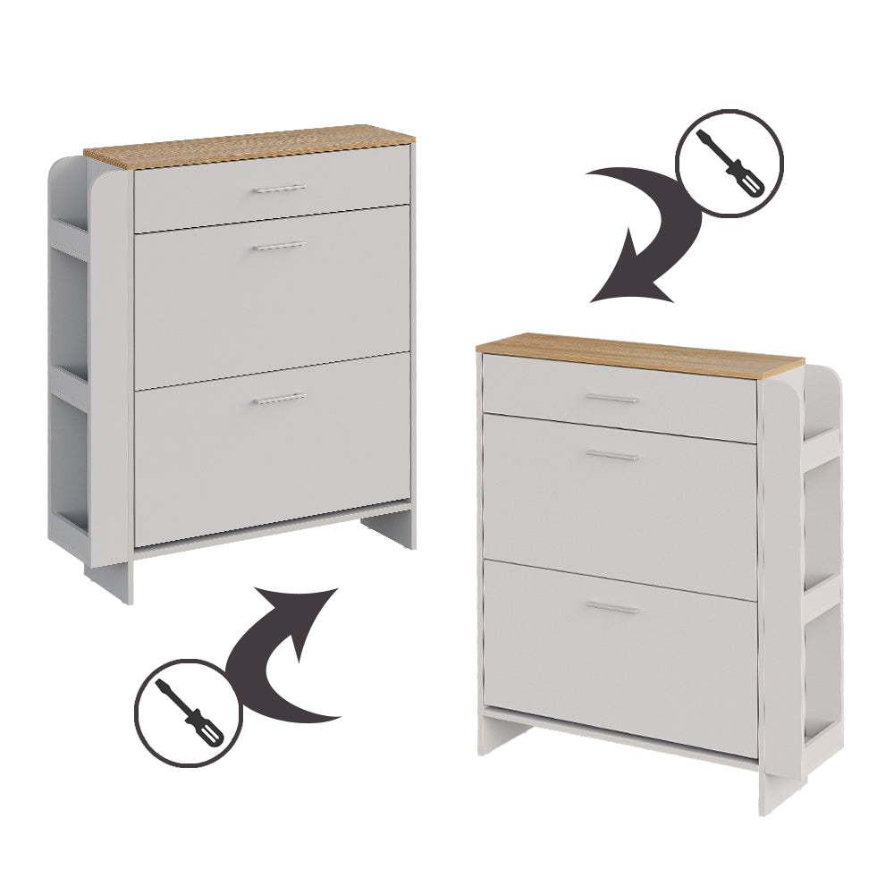 Vicco Mobile porta scarpe Bianco/quercia 88.4 x 101.6 cm Con scomparti aperti e chiusi