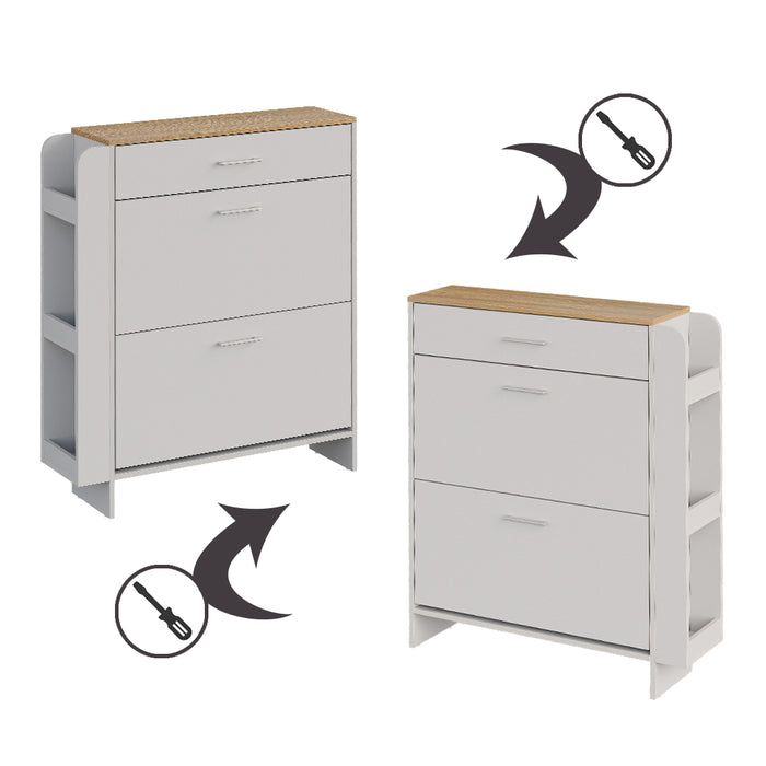 Vicco Mobile porta scarpe Bianco/quercia 88.4 x 101.6 cm Con scomparti aperti e chiusi