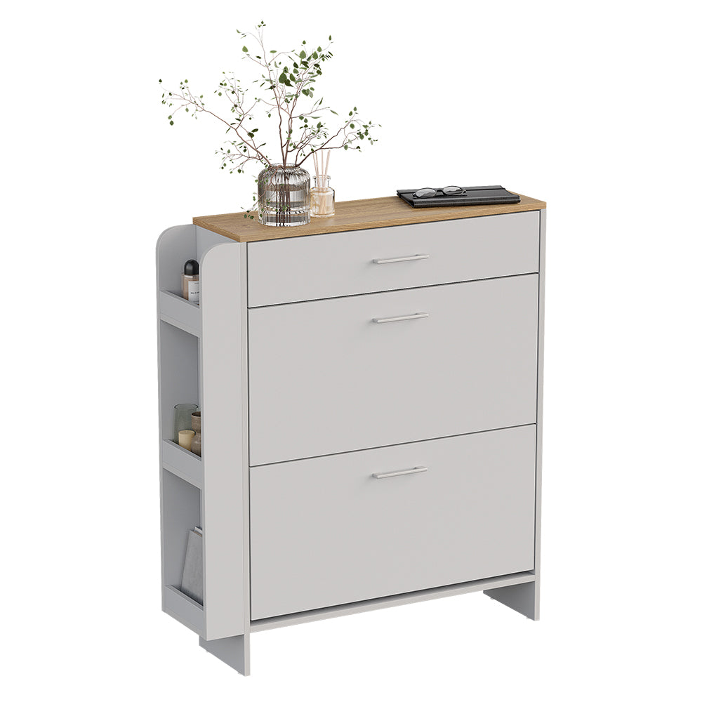Vicco Mobile porta scarpe Bianco/quercia 88.4 x 101.6 cm Con scomparti aperti e chiusi