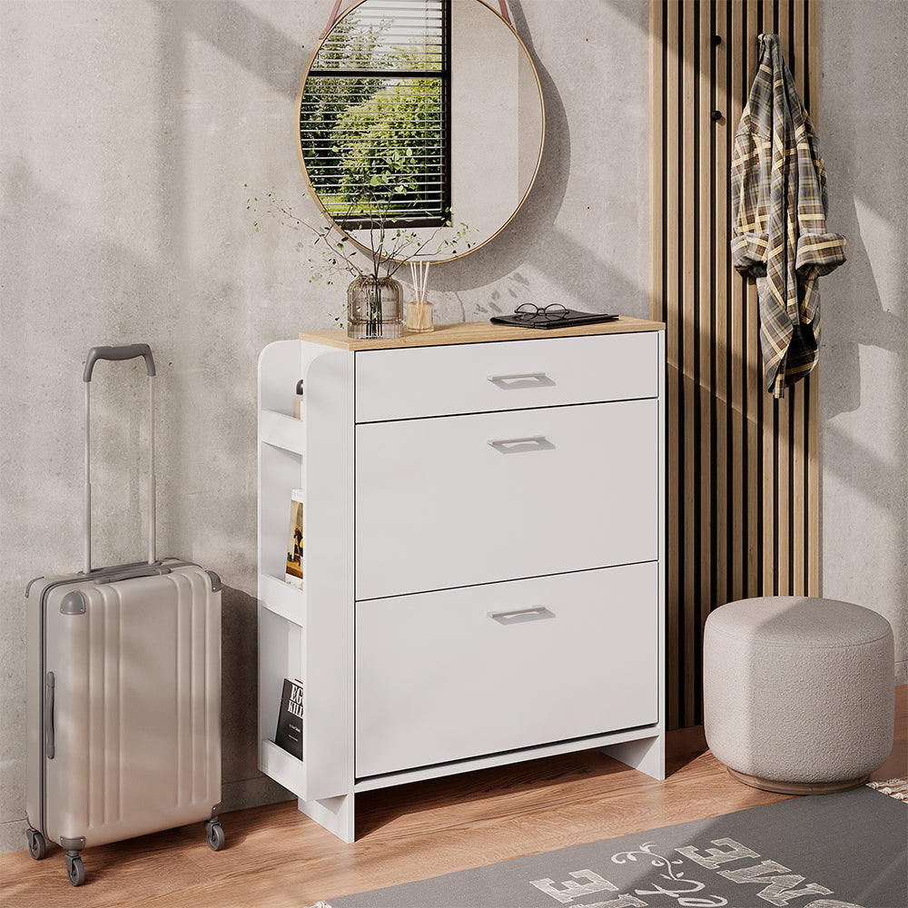 Vicco Mobile porta scarpe Bianco/quercia 88.4 x 101.6 cm Con scomparti aperti e chiusi