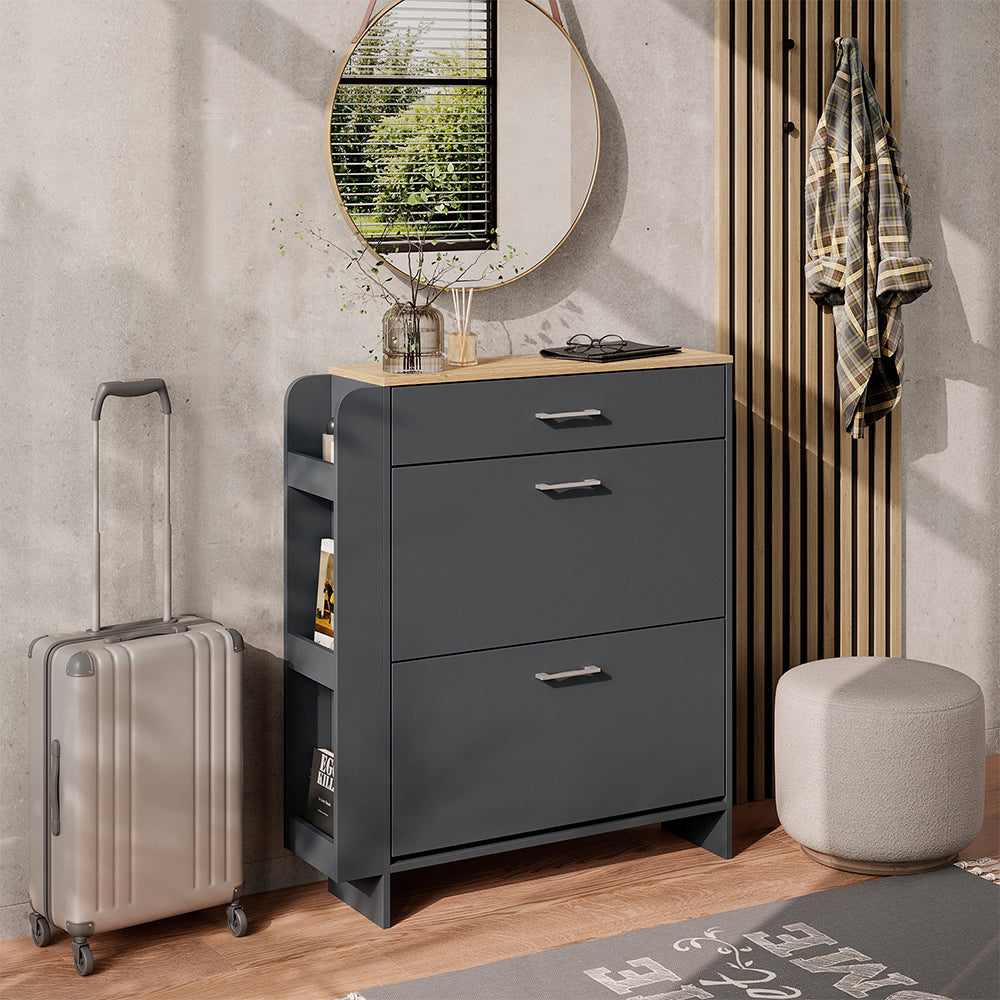 Vicco Mobile porta scarpe Antracite/quercia 88.4 x 101.6 cm Con scomparti aperti e chiusi