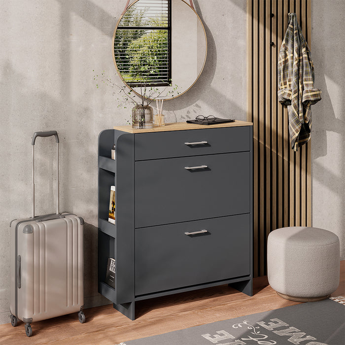 Vicco Mobile porta scarpe Antracite/quercia 88.4 x 101.6 cm Con scomparti aperti e chiusi