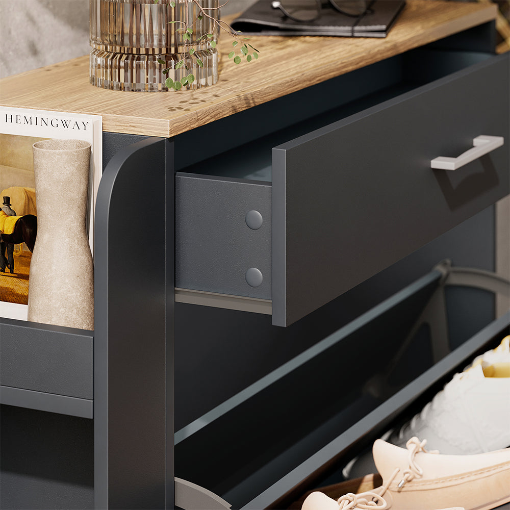 Vicco Mobile porta scarpe Antracite/quercia 88.4 x 101.6 cm Con scomparti aperti e chiusi