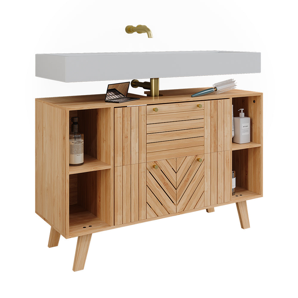 Vicco Mobile sottolavabo per bagno Bambù 100 x  cm con 2 cassetti