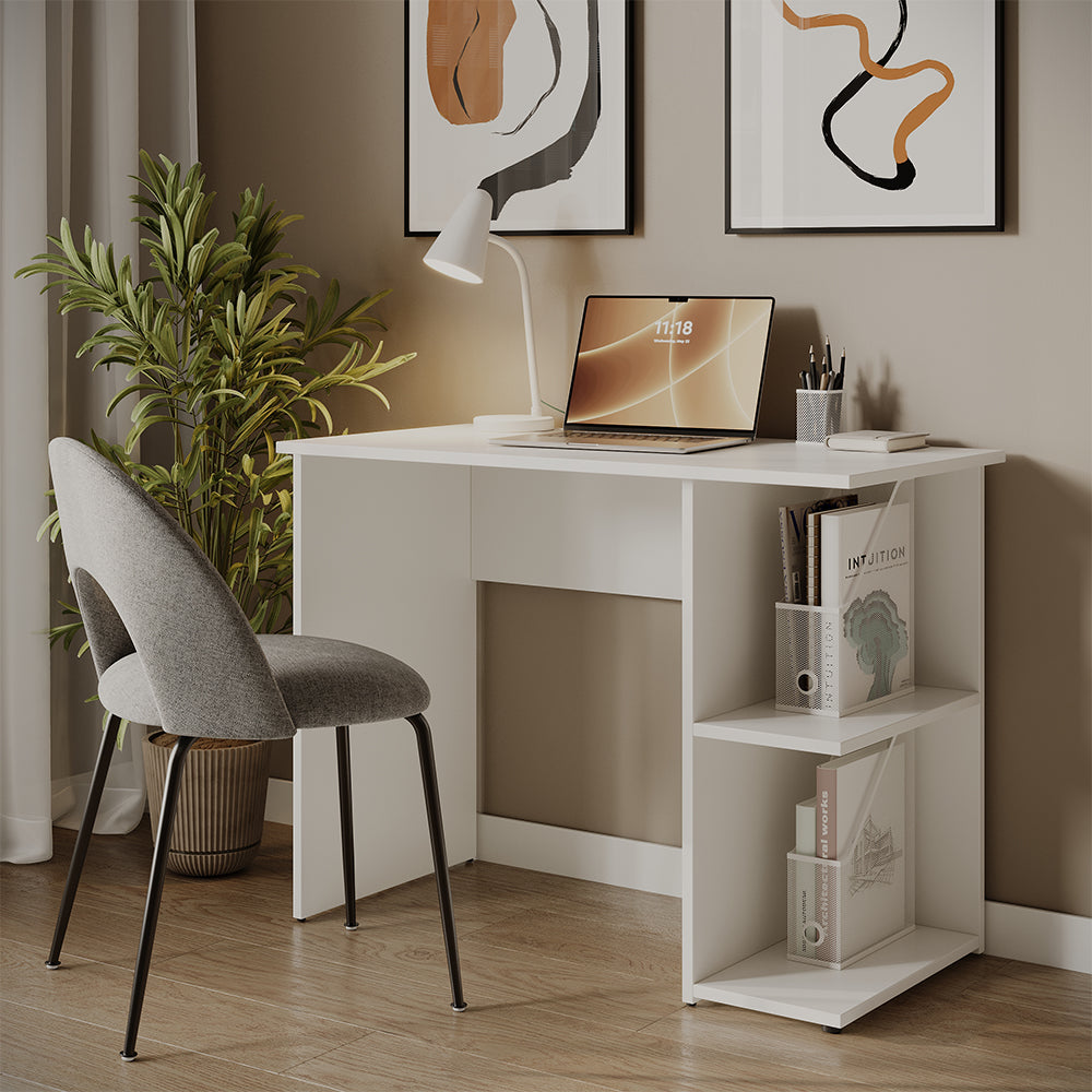 Vicco Scrivania con ripiani Bianco 100 x 50 cm