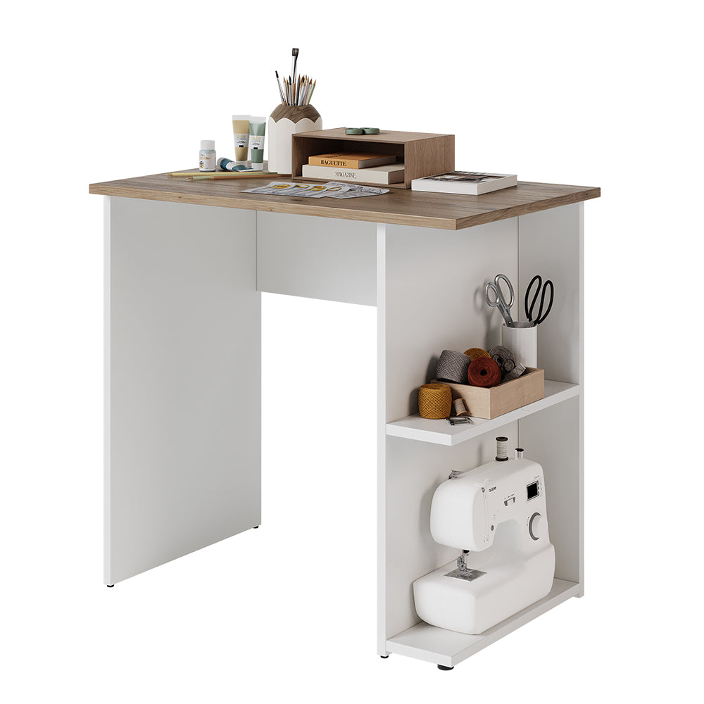 Vicco Scrivania con ripiani Bianco/Artisan 80 x 50 cm