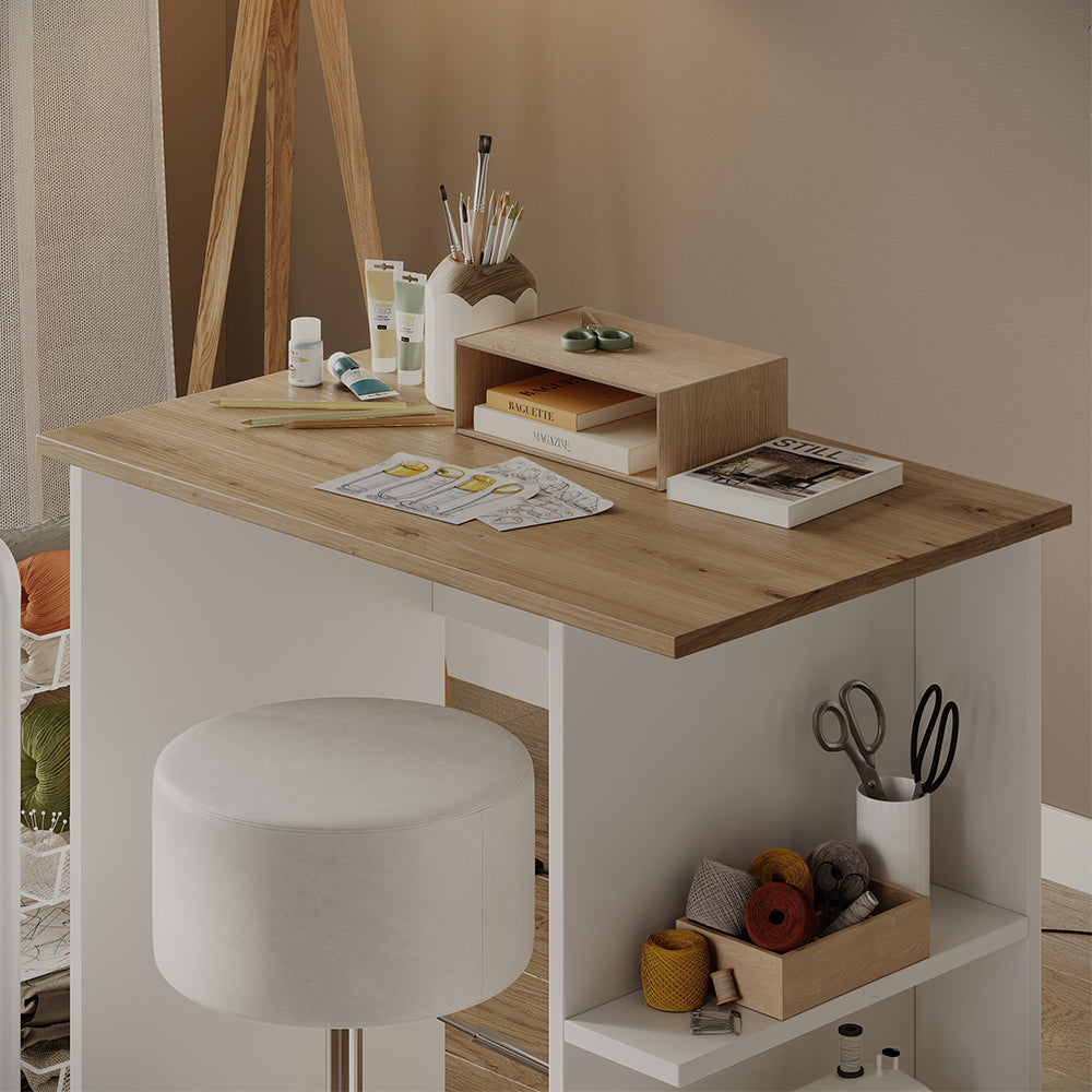 Vicco Scrivania con ripiani Bianco/Artisan 80 x 50 cm