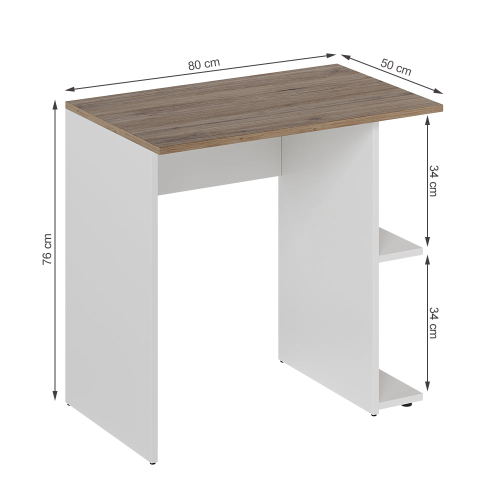 Vicco Scrivania con ripiani Bianco/Artisan 80 x 50 cm