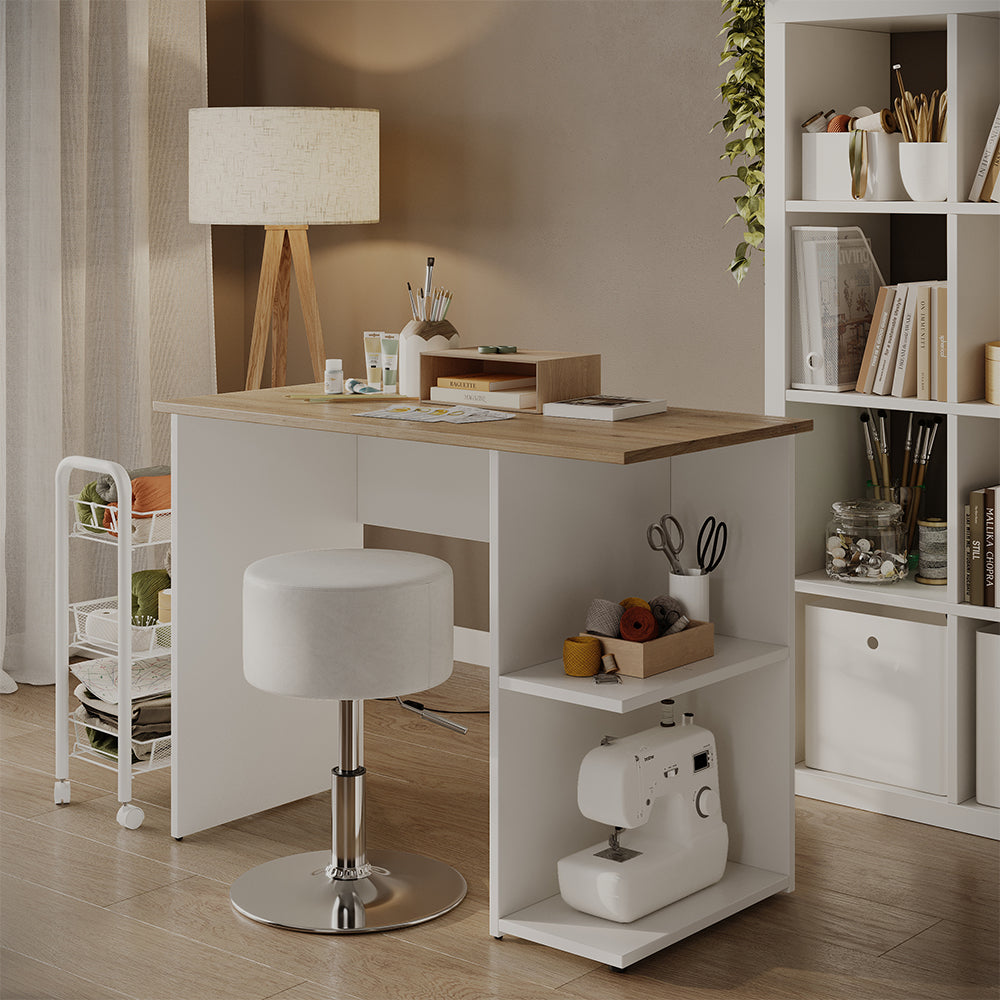 Vicco Scrivania con ripiani Bianco/Artisan 100 x 50 cm