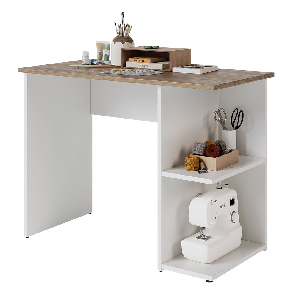 Vicco Scrivania con ripiani Bianco/Artisan 100 x 50 cm