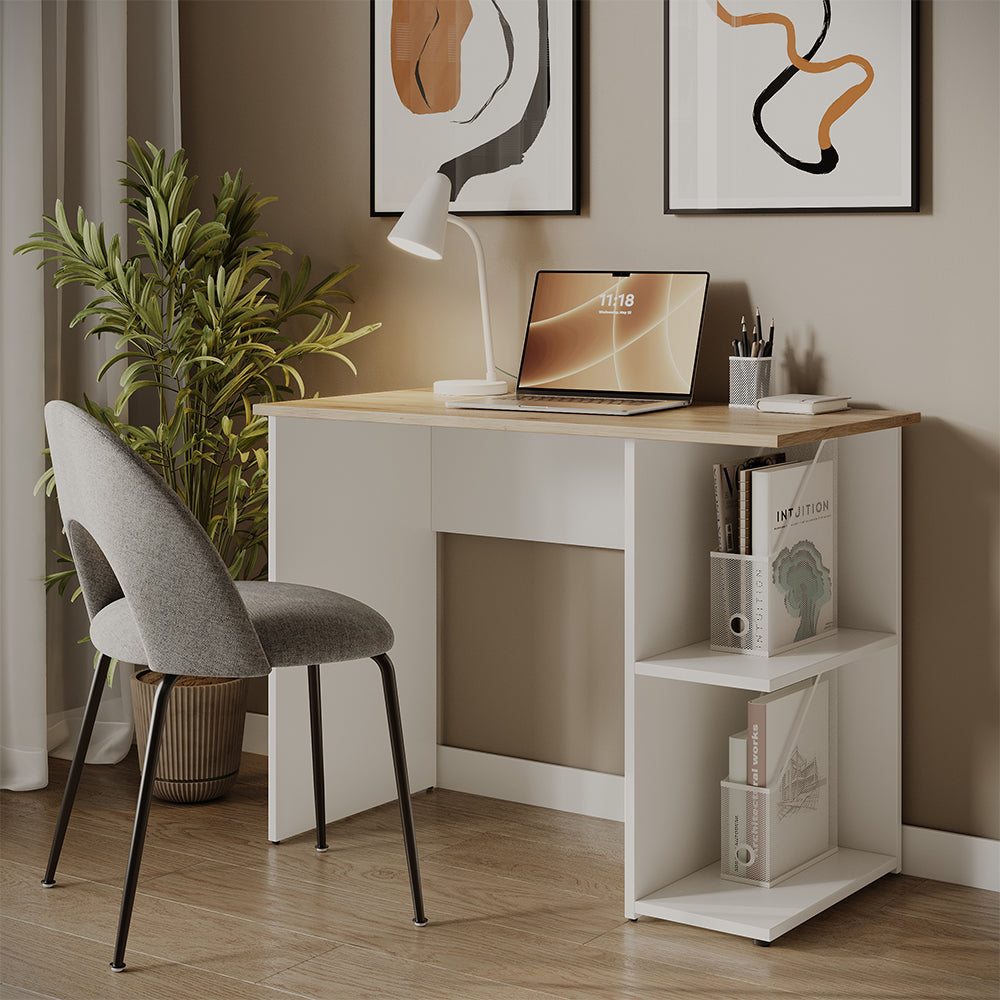 Vicco Scrivania con ripiani Bianco/Artisan 100 x 50 cm