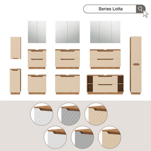 Vicco Set di mobili da bagno Rovere/grigio a righe 3 parti