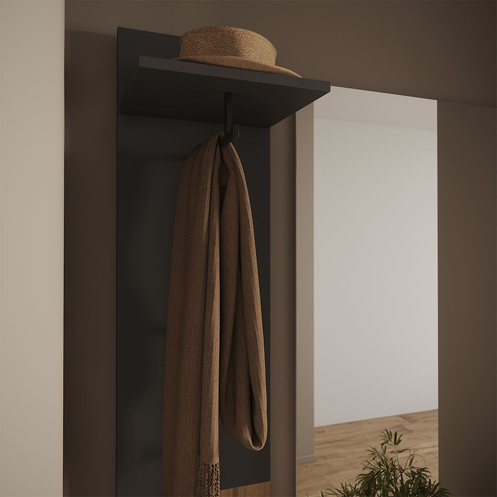 Vicco Armadio da ingresso Antracite/Artisan 106 x 43 cm Set con scarpiera e pannello appendiabiti