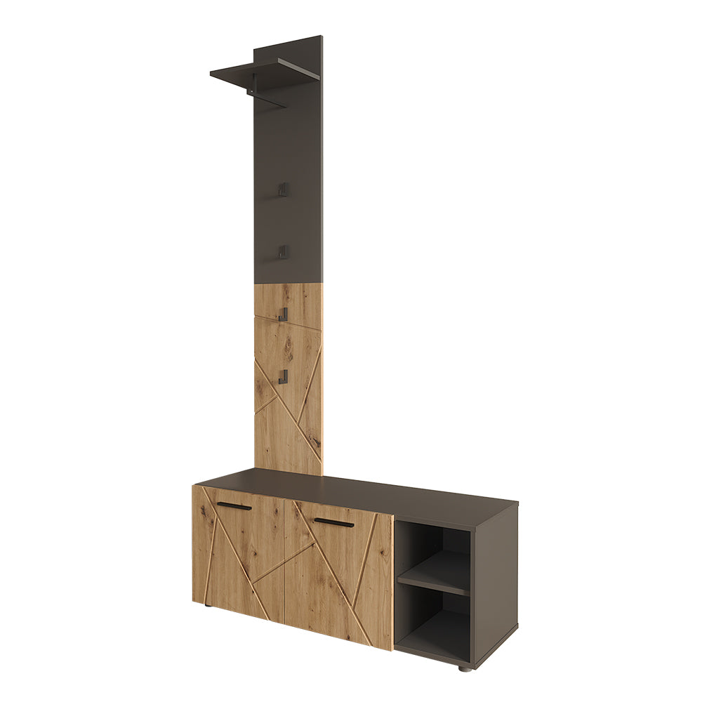 Vicco Armadio da ingresso Antracite/Artisan 106 x 43 cm Set con scarpiera e pannello appendiabiti