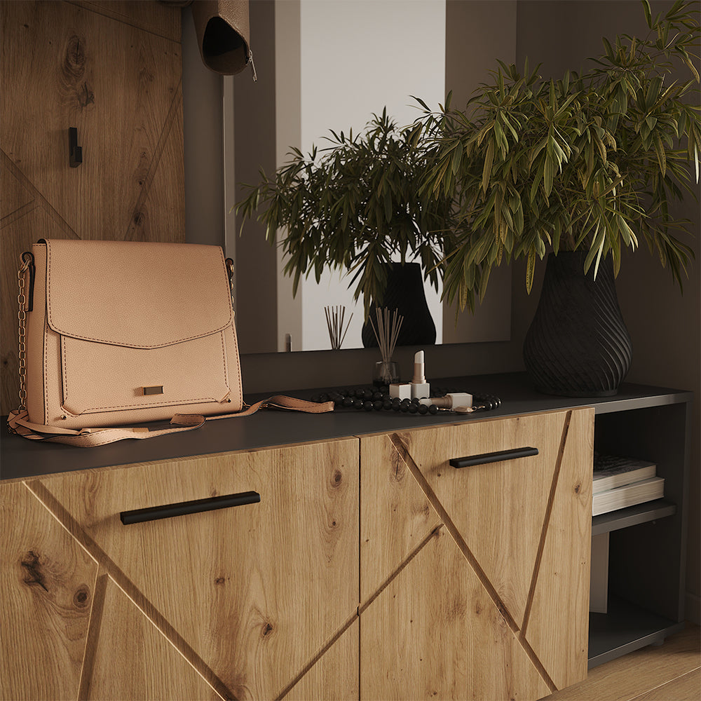 Vicco Armadio da ingresso Antracite/Artisan 106 x 43 cm Set con scarpiera e pannello appendiabiti