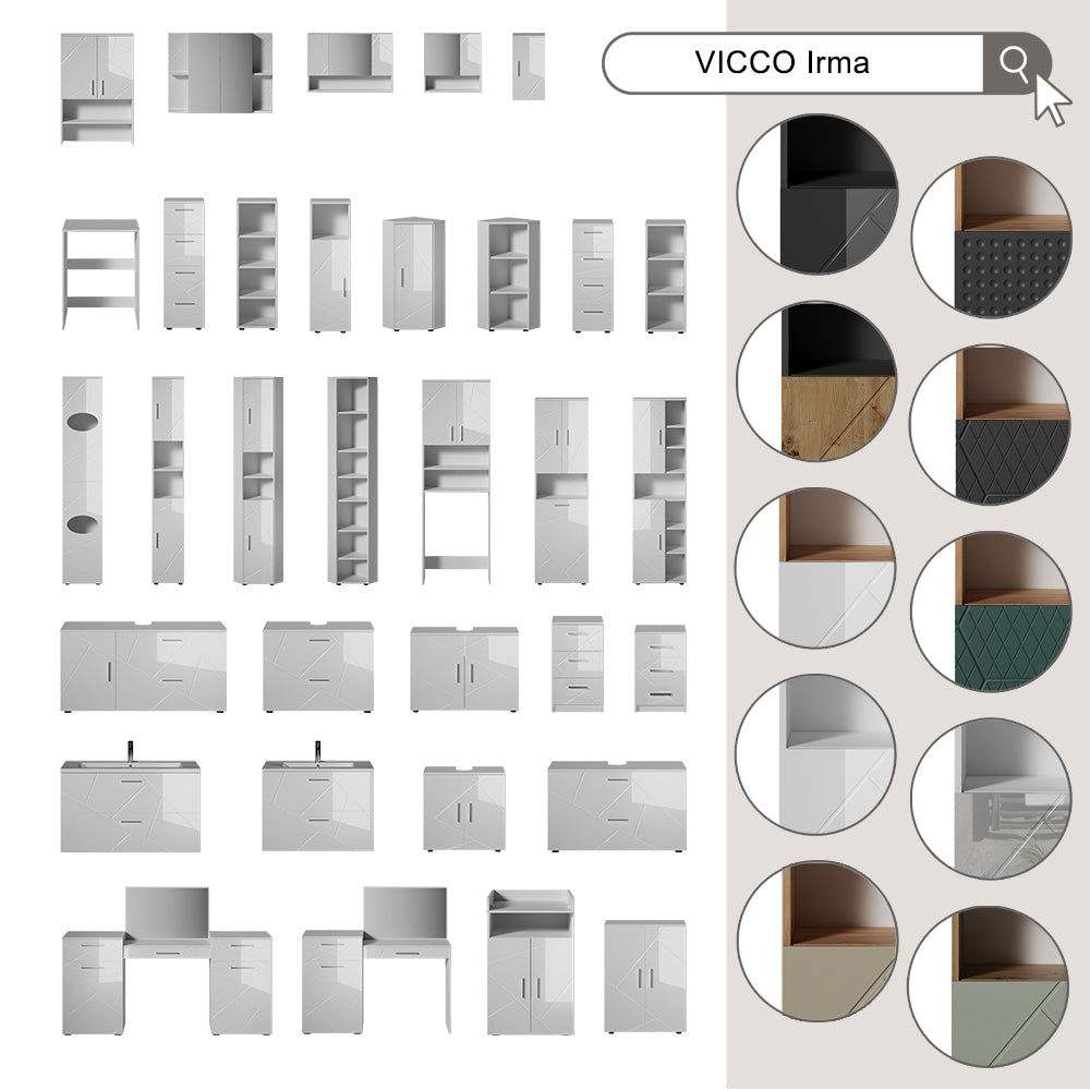 Vicco Armadio da ingresso Antracite/Artisan 106 x 63 cm Set con scarpiera e appendiabiti a muro con specchio