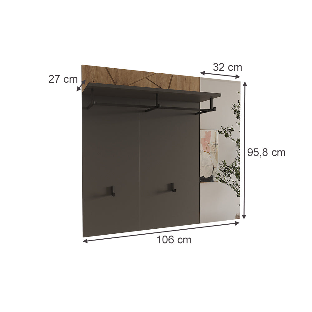 Vicco Appendiabiti da parete Antracite/Artisan 106 x 95.8 cm con specchio