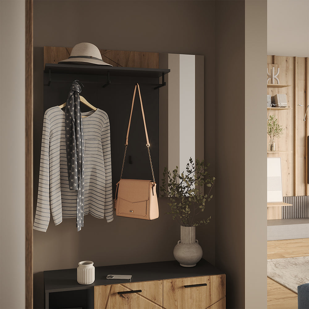 Vicco Appendiabiti da parete Antracite/Artisan 106 x 95.8 cm con specchio