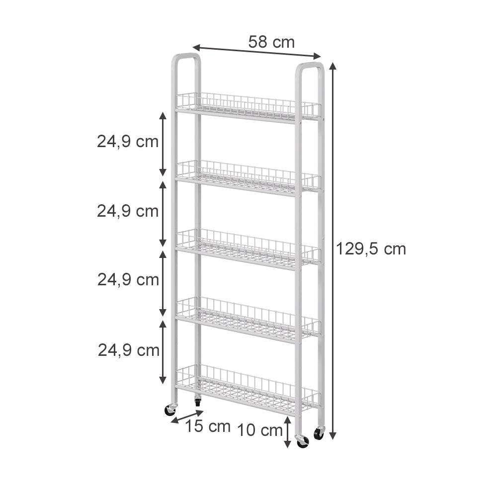Vicco Piedistallo mobile Bianco 58 x 15 cm con 5 scomparti