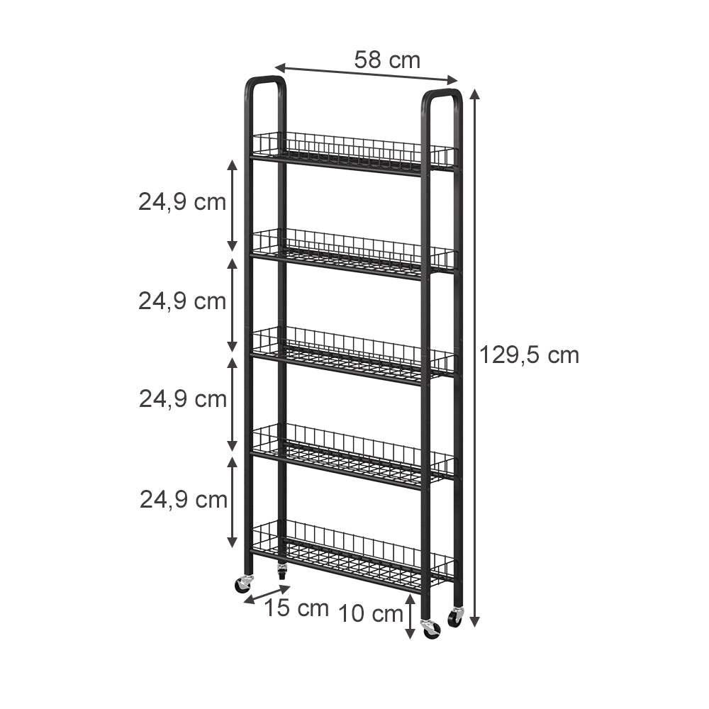 Vicco Piedistallo mobile Nero 58 x 15 cm con 5 scomparti