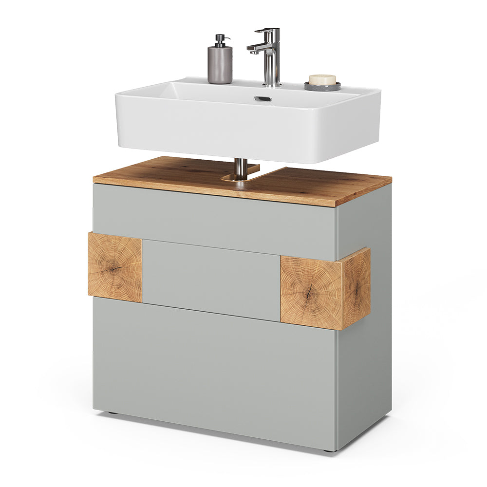 Vicco Mobile sottolavabo per bagno Grigio/Artisan 70 x 64.5 cm con 2 cassetti