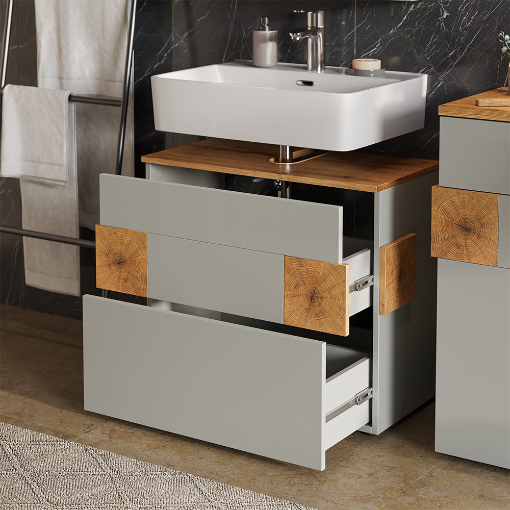 Vicco Mobile sottolavabo per bagno Grigio/Artisan 70 x 64.5 cm con 2 cassetti