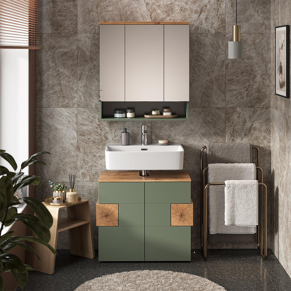 Vicco Set mobili bagno Verde/Artigianale 2 parti