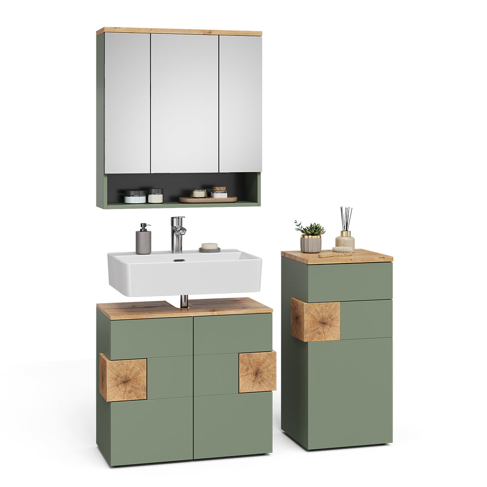 Vicco Set di mobili da bagno Verde/Artigianale 3 parti