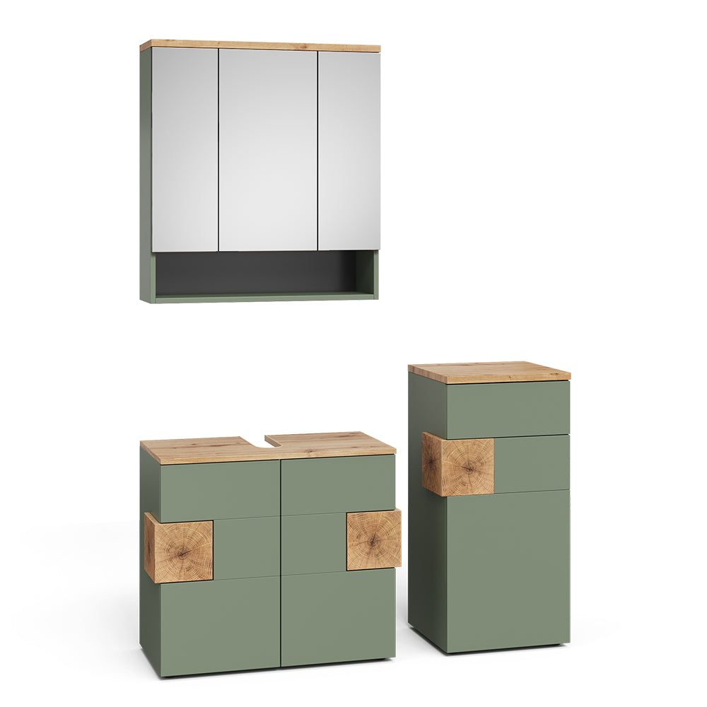 Vicco Set di mobili da bagno Verde/Artigianale 3 parti