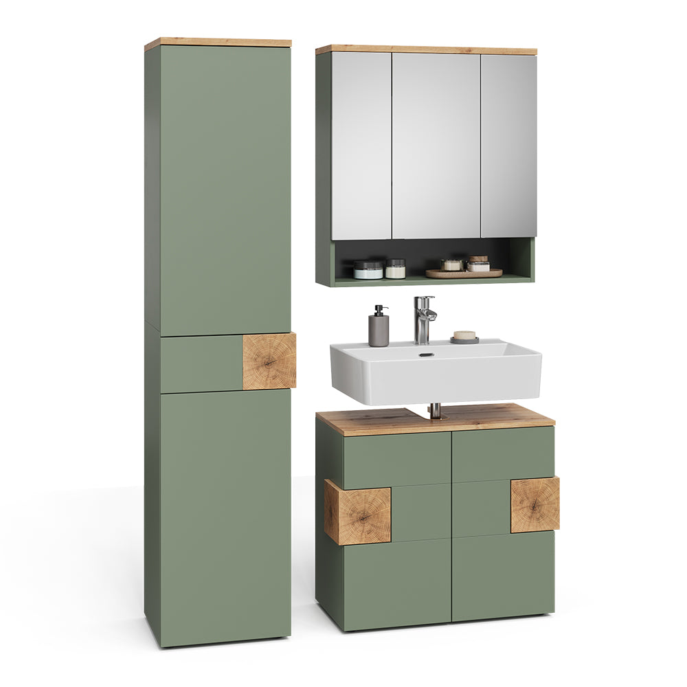 Vicco Set di mobili da bagno Verde/Artigianale 3 parti