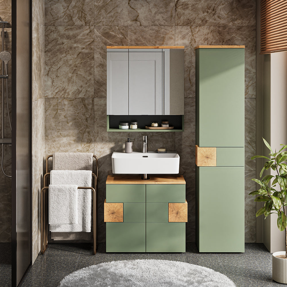 Vicco Set di mobili da bagno Verde/Artigianale 3 parti