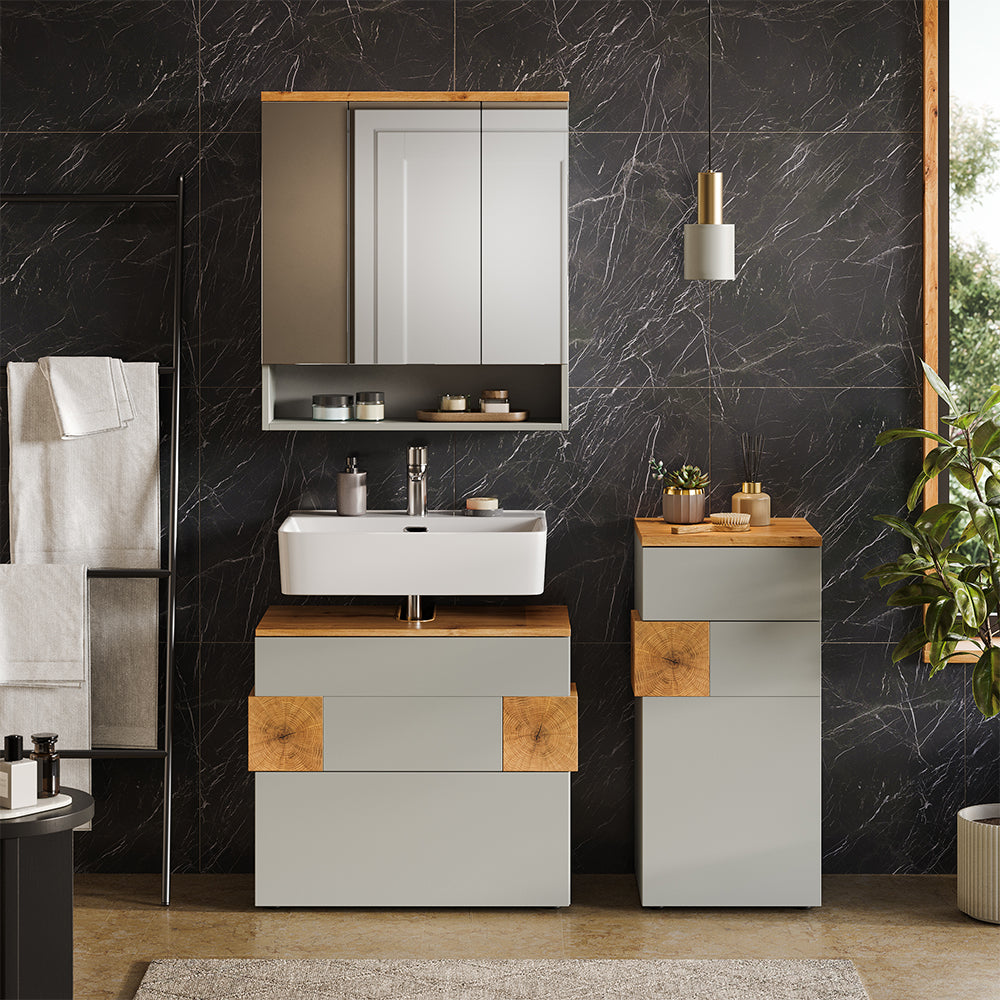 Vicco Set di mobili da bagno Grigio/Artisan 3 parti