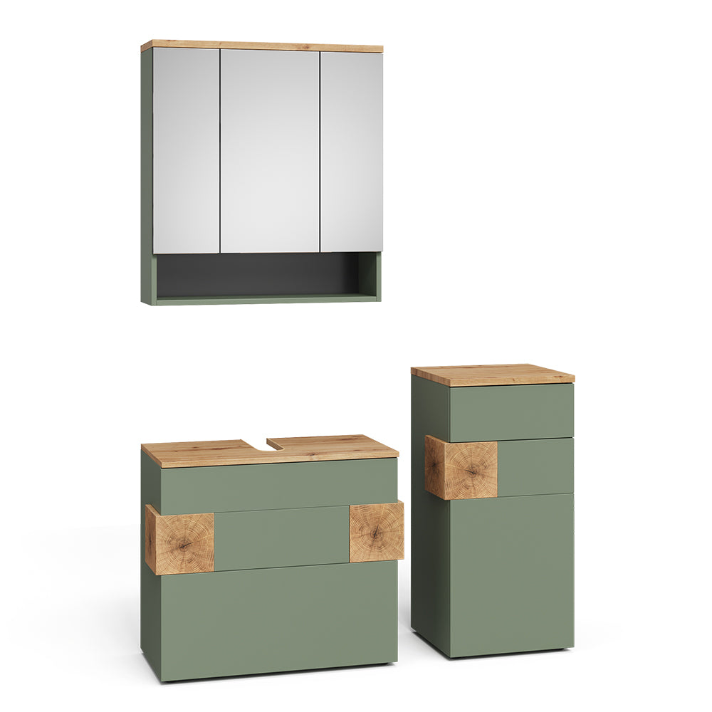 Vicco Set di mobili da bagno Verde/Artigianale 3 parti