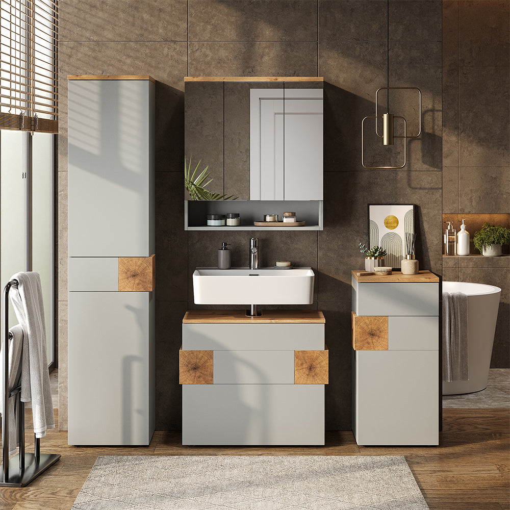 Vicco Set di mobili da bagno Grigio/Artisan 3 parti