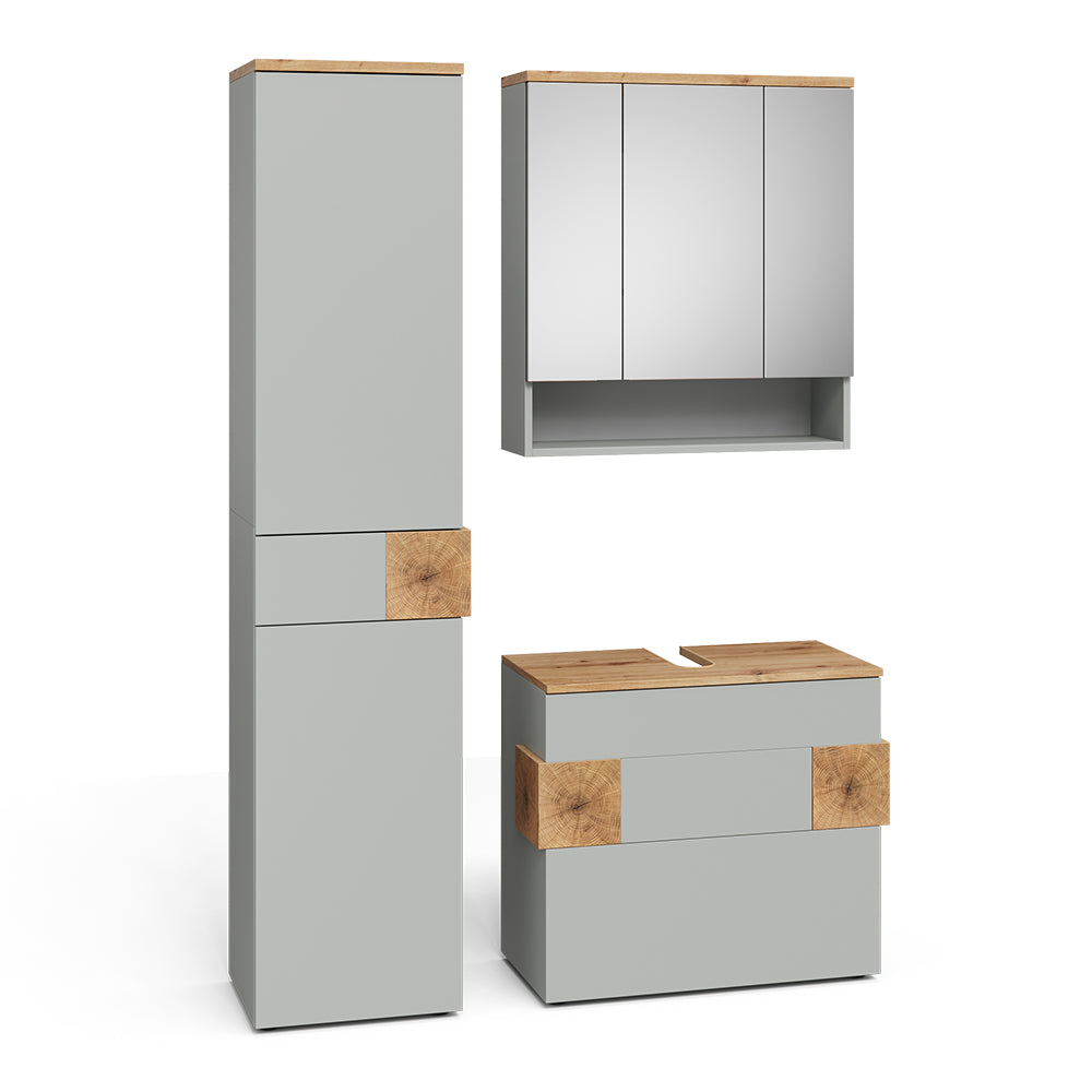 Vicco Set di mobili da bagno Grigio/Artisan 3 parti