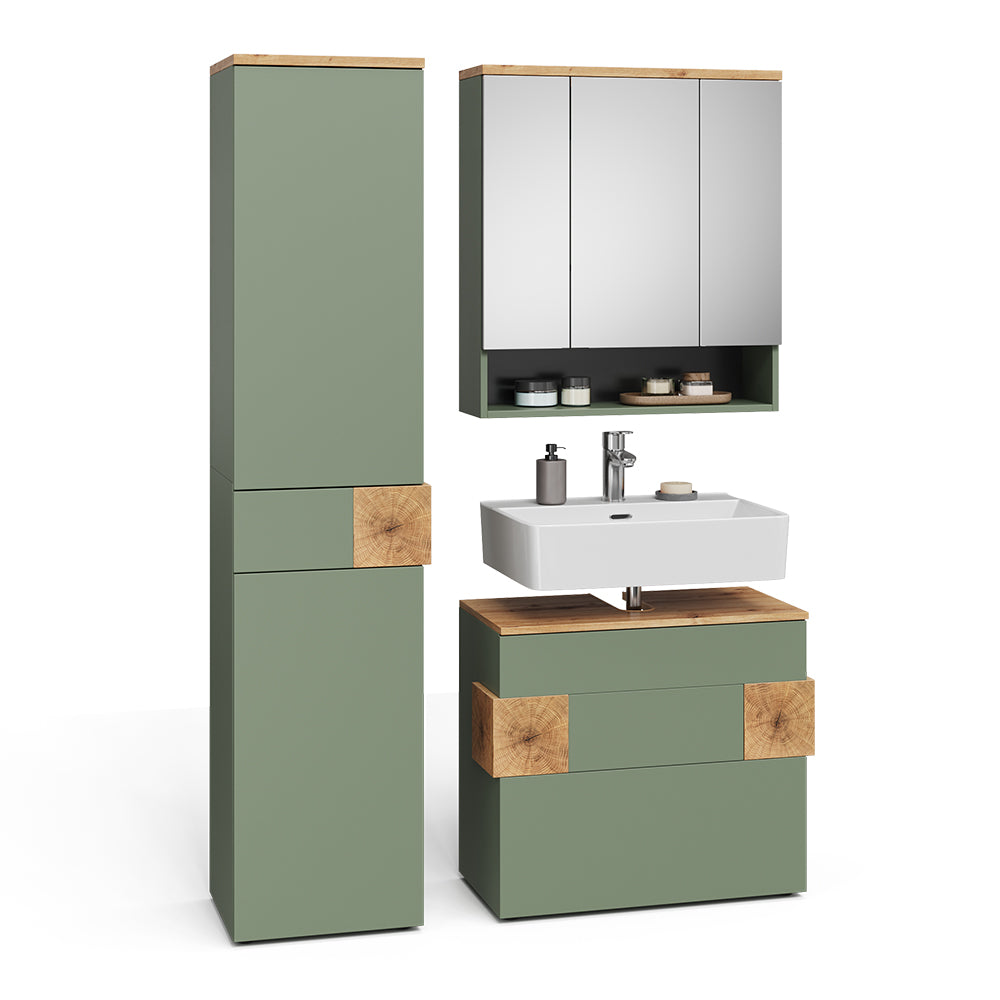 Vicco Set di mobili da bagno Verde/Artigianale 3 parti