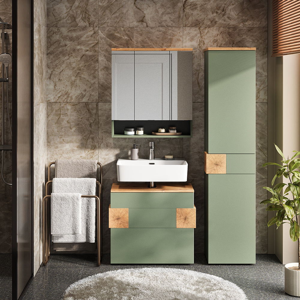 Vicco Set di mobili da bagno Verde/Artigianale 3 parti