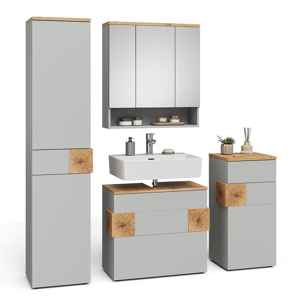Vicco Set di mobili da bagno Grigio/Artisan 4 parti