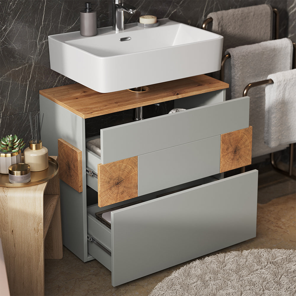 Vicco Set di mobili da bagno Grigio/Artisan 4 parti