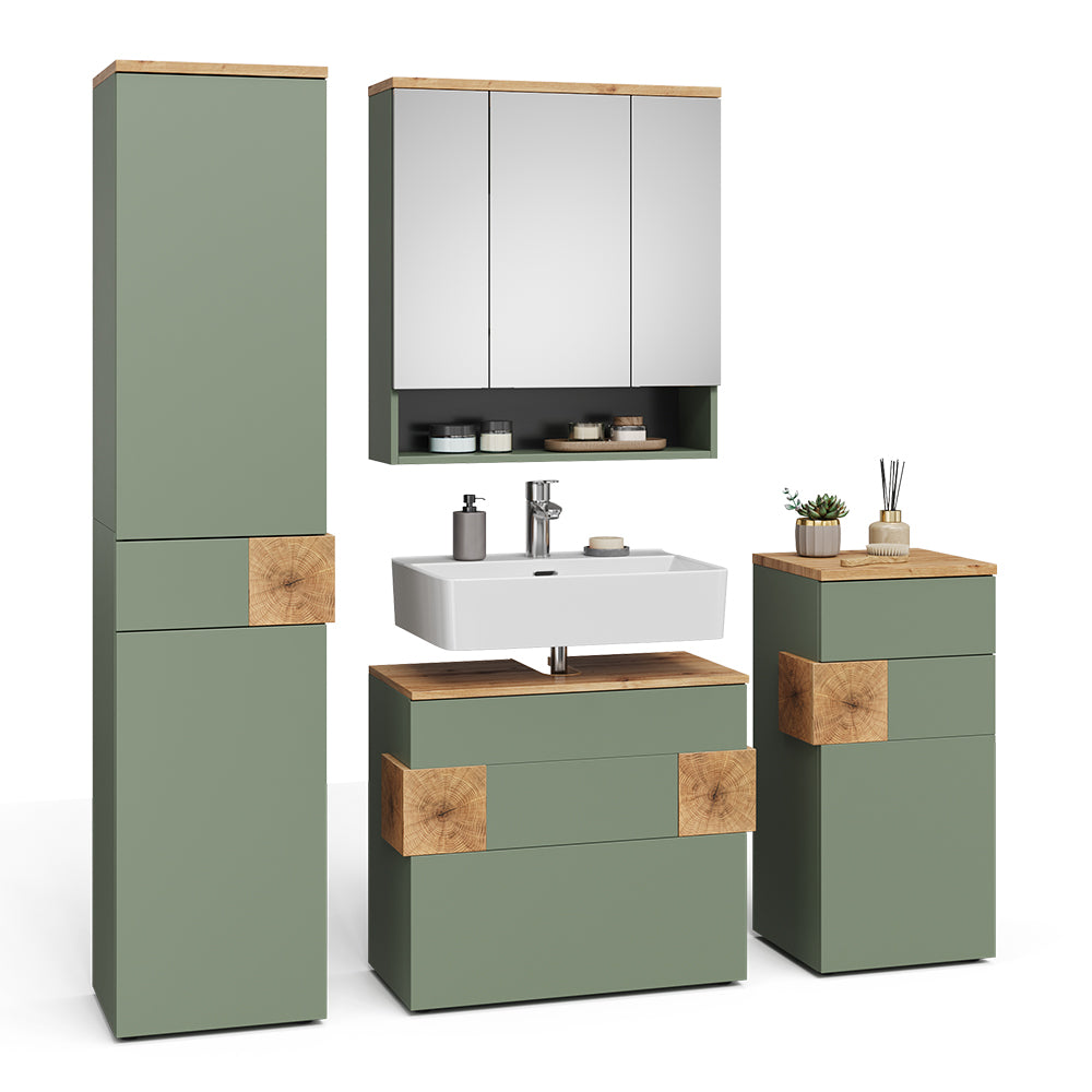 Vicco Set di mobili da bagno Verde/Artigianale 4 parti