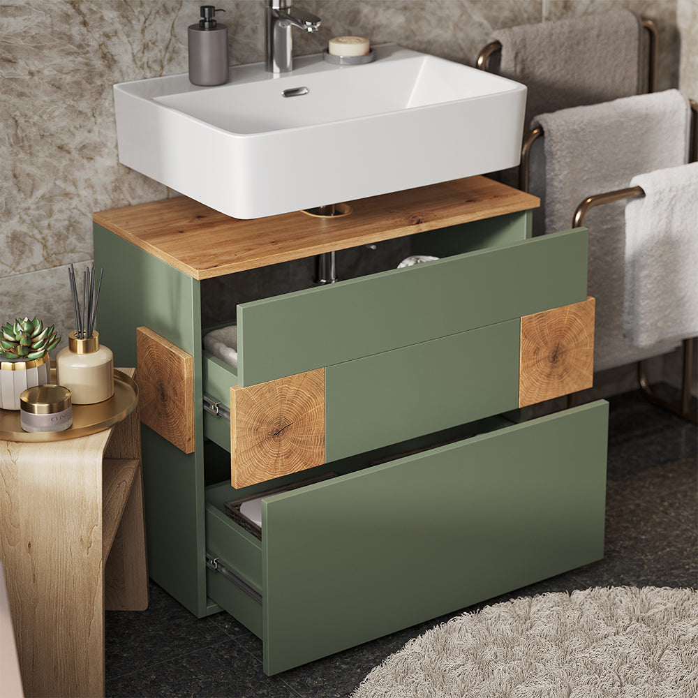 Vicco Set di mobili da bagno Verde/Artigianale 4 parti