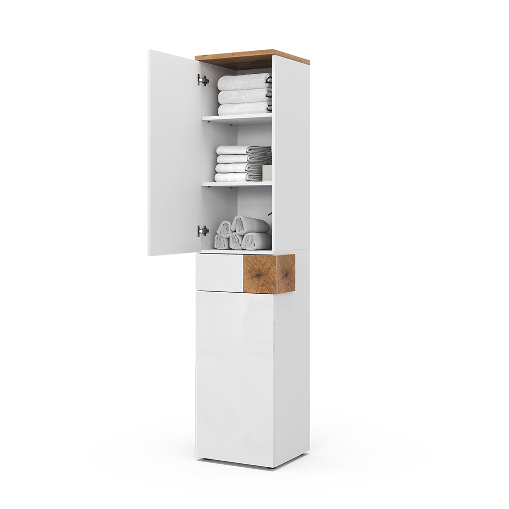 Vicco Armadio per il bagno Bianco 40 x 184.2 cm con 2 ante e cassetto