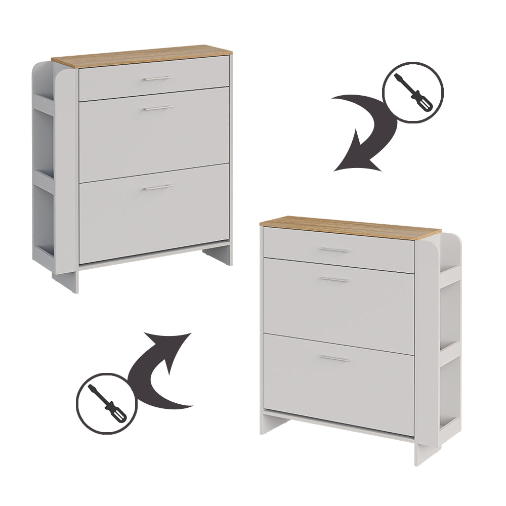 Vicco Mobile porta scarpe Bianco/quercia 88.4 x 101.6 cm Con scomparti aperti e chiusi